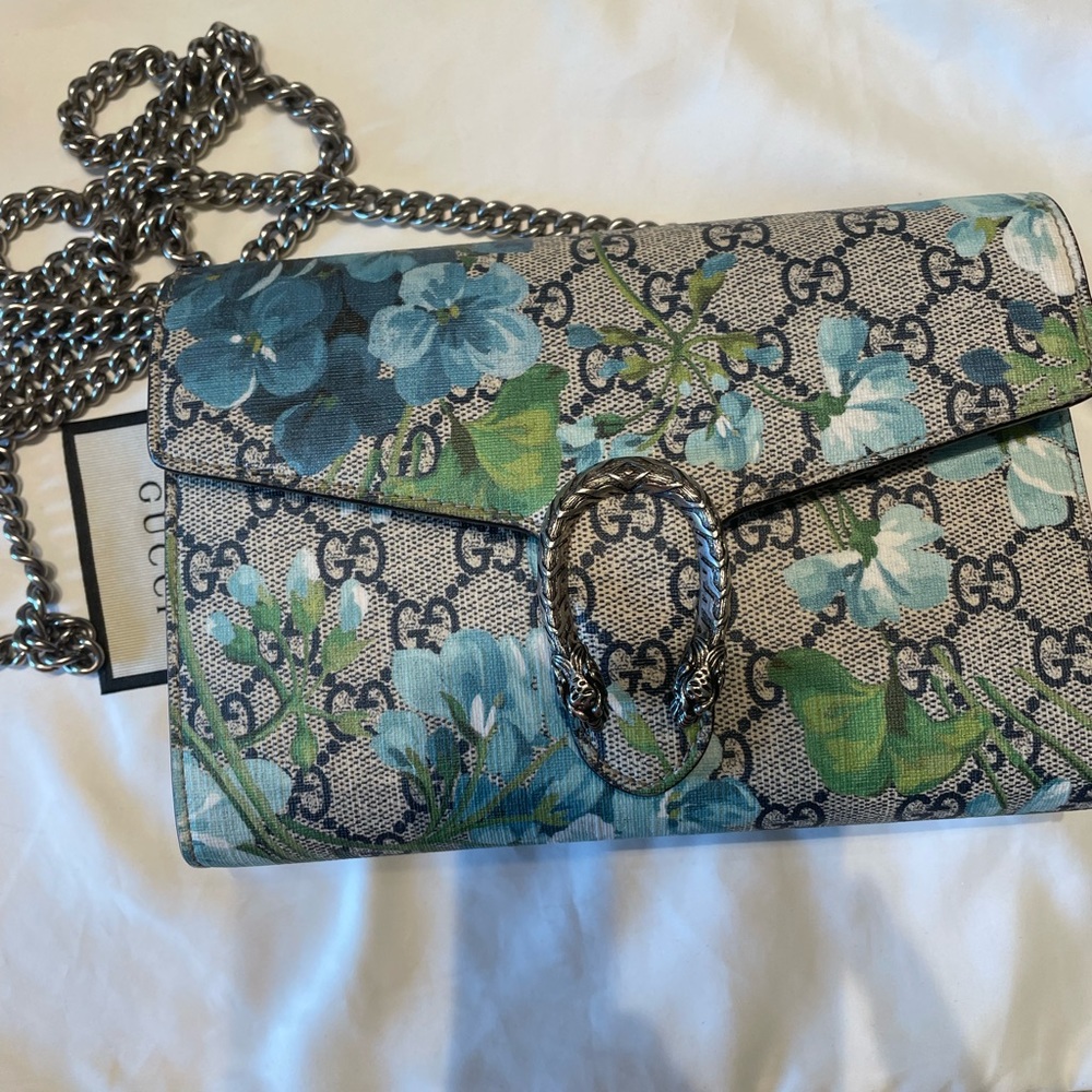 Gucci Blue and Green Floral Crossbody Bag